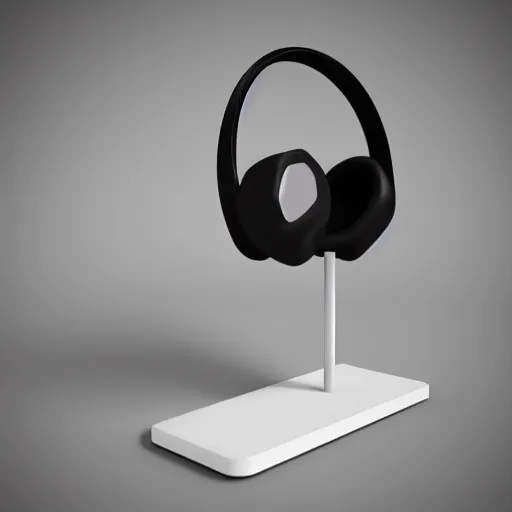 Image similar to headphone stand!!!, futuristic, techno, cyberpunk, product design, 3 d render, concept, fun, swag, iconic