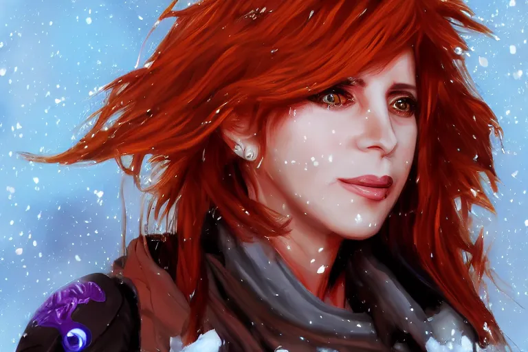 Image similar to Mylene Farmer in Blizzard style, artstation, deviantart