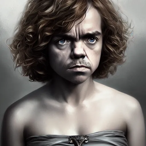 Prompt: peter dinklage as hermione granger, digital painting, extremely detailed, 4 k, intricate, brush strokes, mark arian, artgerm, bastien lecouffe - deharme