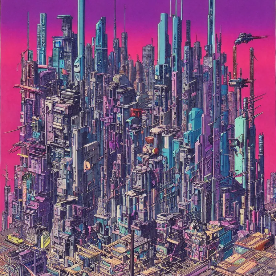 Prompt: ( ( ( ( cyberpunk city ) ) ) ) by mœbius!!!!!!!!!!!!!!!!!!!!!!!!!!!, overdetailed art, colorful, artistic record jacket design