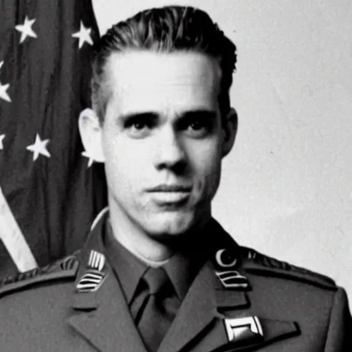 Image similar to jordan peterson in military uniform, military photo, vietnam war