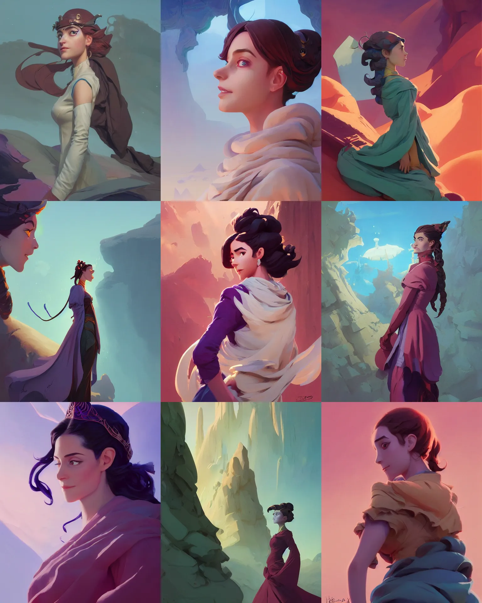 Prompt: side shot centered portrait young girl, maya ali wind sorcerer, coat decollete jodhpurs, hyperborea princess, art nouveau octane render, arcane, matte painting concept art by jesper ejsing, by rhads and makoto shinkai and lois van baarle and ilya kuvshinov and rossdraws