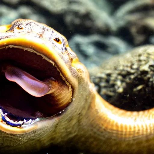 Image similar to macro shot of lamprey eel mouth