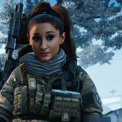 Image similar to Ariana Grande in Call of Duty, 4k