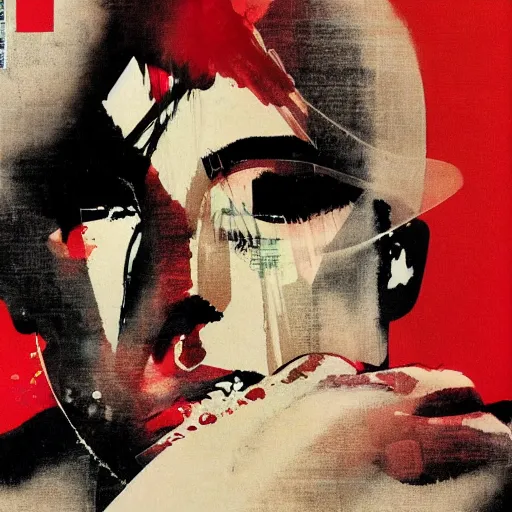 Image similar to portrait of glamorous yukio mishima, hanafuda vogue cover illustration by yoji shinkawa, james jean and stina persson