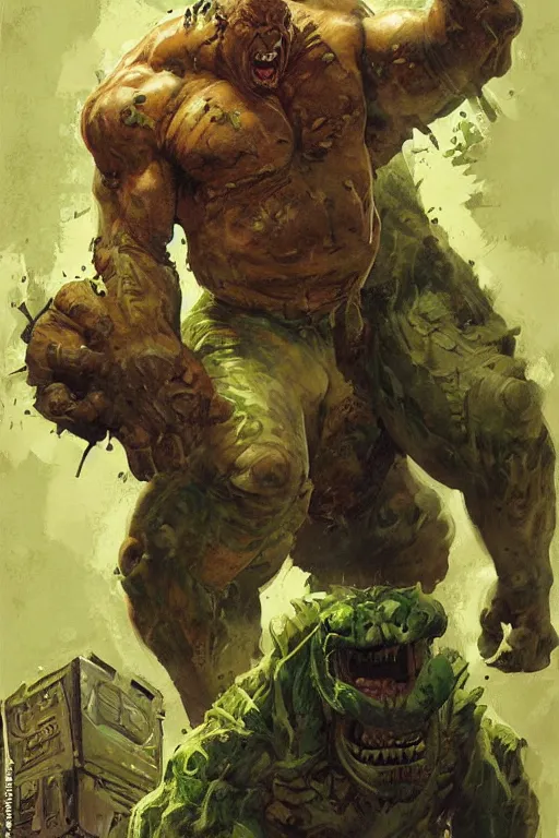 Image similar to pulp scifi fantasy illustration full body portrait of martyn ford as huge monstrous hulking villain, by norman rockwell, jack kirby, bergey, craig mullins, ruan jia, jeremy mann, tom lovell, marvel, astounding stories, 5 0 s