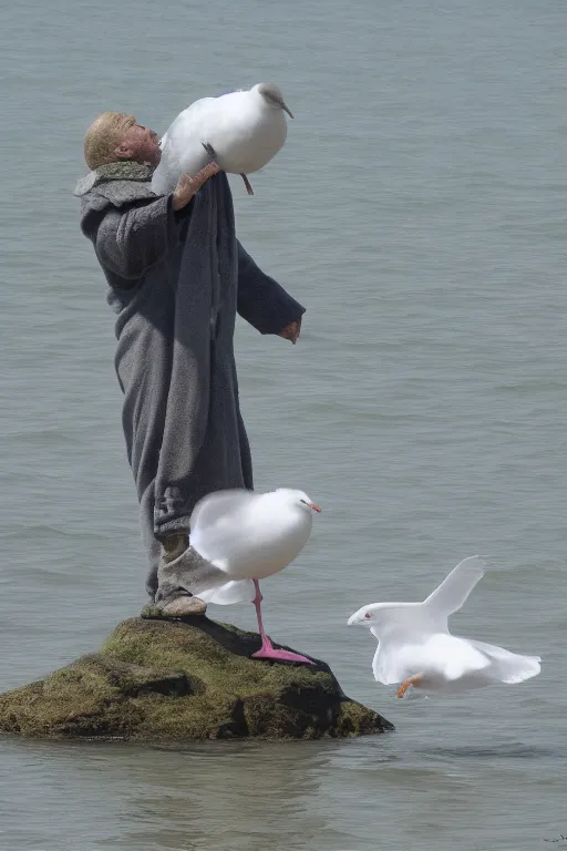 Prompt: Yoda smacking a seagull