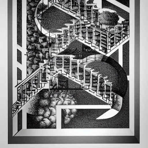 Prompt: Escher landscape