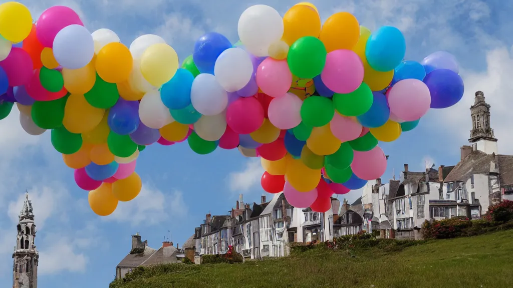 Image similar to photo of bretagne with giant birthday balloons