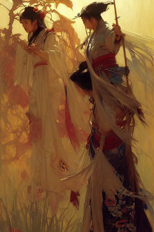 Image similar to wuxia, painting by gaston bussiere, craig mullins, greg rutkowski, alphonse mucha