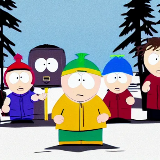 Prompt: still from the TV show South Park