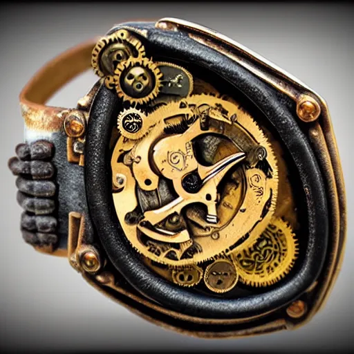 Image similar to A steampunk wristband that shoots out a grapple, epic fantasy art style HD