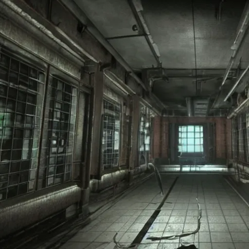 Prompt: secret shady laboratory, awful experiments, test tubes, background of resident evil game