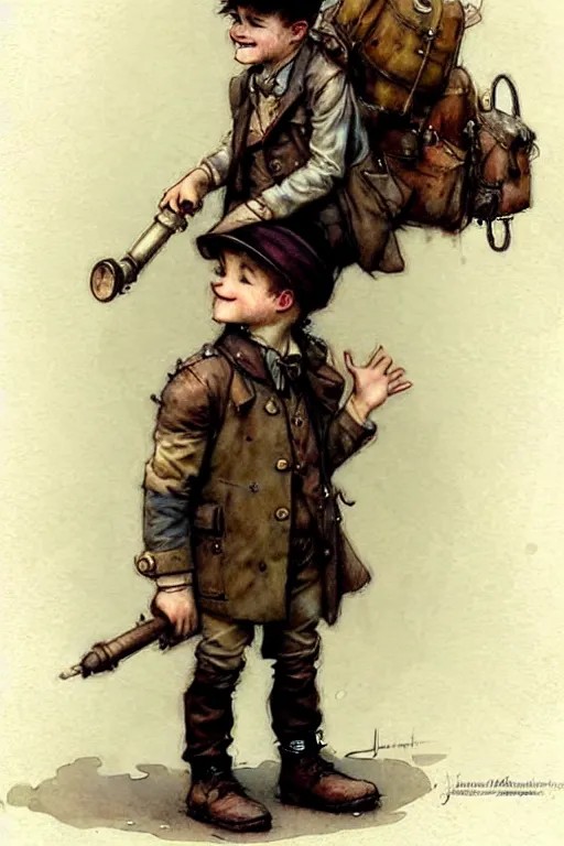 Image similar to (((((1950s steampunk adventurer boy inventer explorer . muted colors.))))) by Jean-Baptiste Monge !!!!!!!!!!!!!!!!!!!!!!!!!!!