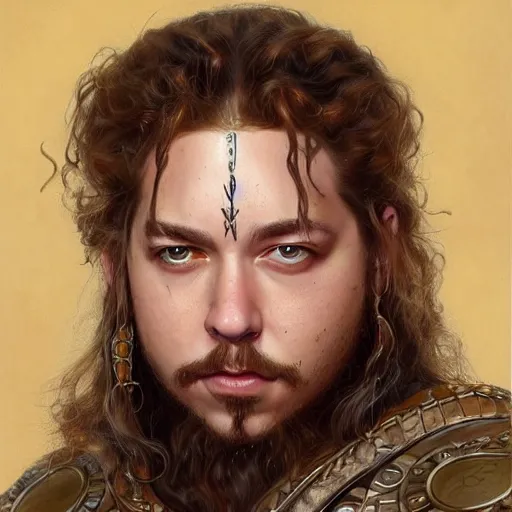 Image similar to Post Malone as a fantasy D&D character, portrait art by Donato Giancola and James Gurney, digital art, trending on artstation