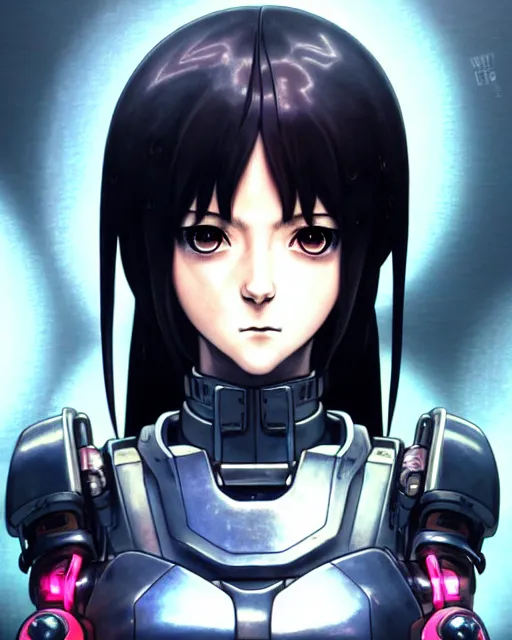 Image similar to portrait Anime cyberpunk cyborg girl in mechanical armor, blame, cute-fine-face, black-hair pretty face, realistic shaded Perfect face, fine details. Anime. Warhammer 40000, realistic shaded lighting, by Ilya Kuvshinov katsuhiro otomo ghost-in-the-shell, magali villeneuve, artgerm, rutkowski, WLOP Jeremy Lipkin and Giuseppe Dangelico Pino and Michael Garmash and Rob Rey and Tsutomu Nihei