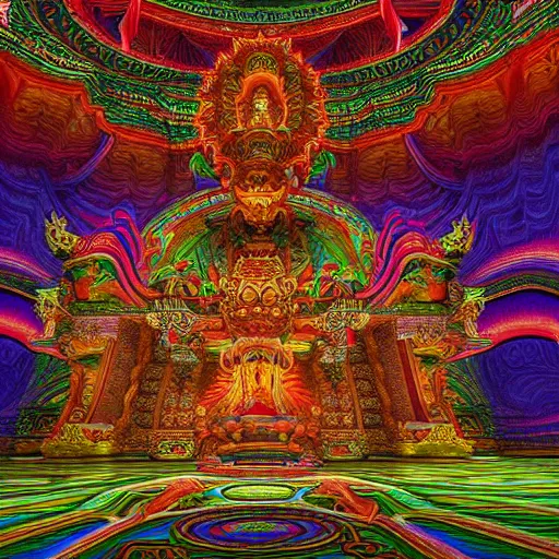 Image similar to Photorealistic inside a temple made of snakes. Hyperdetailed photorealism, 108 megapixels, amazing depth, glowing rich colors, powerful imagery, psychedelic Overtones