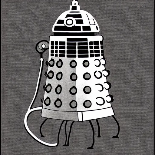 Image similar to vintage medical illustration of a dalek