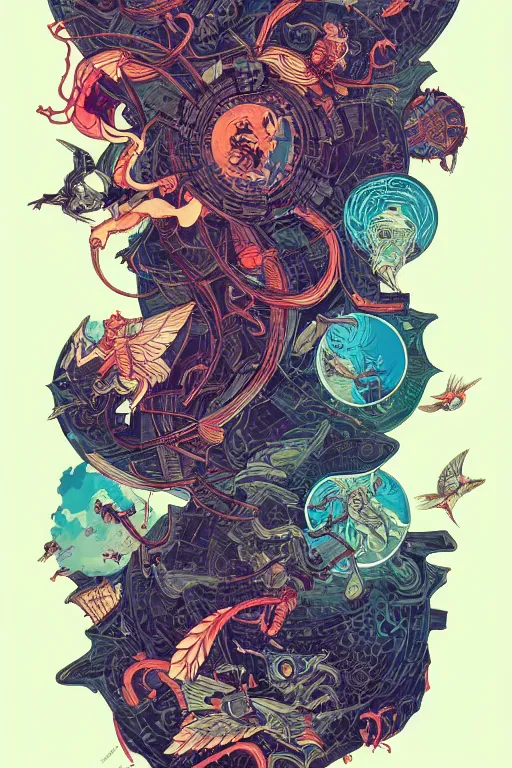 Image similar to tattoo design by kilian eng and victo ngai and james jean