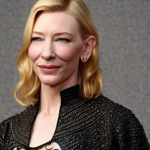 Prompt: high resolution image of cate blanchett with full body maori tattoo , highly detailed, photorealistic, 4k