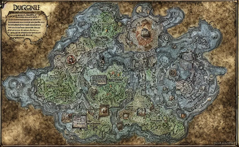 Image similar to Intricate dungeon map for d&d, digital paint, wizards of the coast