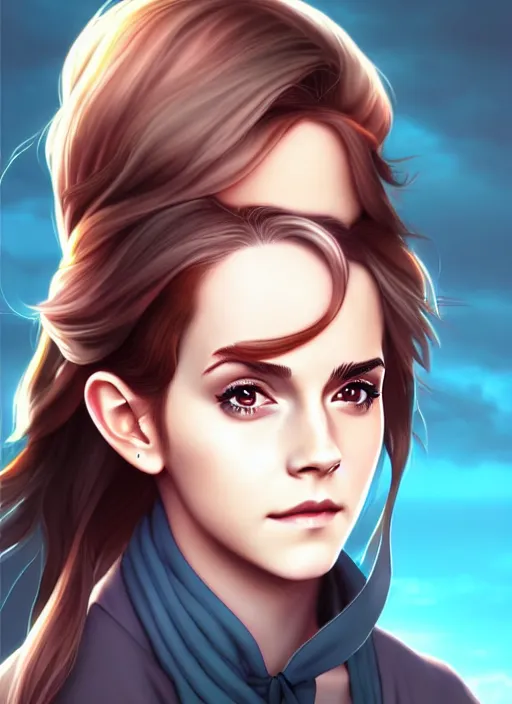 Prompt: Emma watson as an anime character digital illustration portrait design by Ross Tran, artgerm detailed, soft lighting