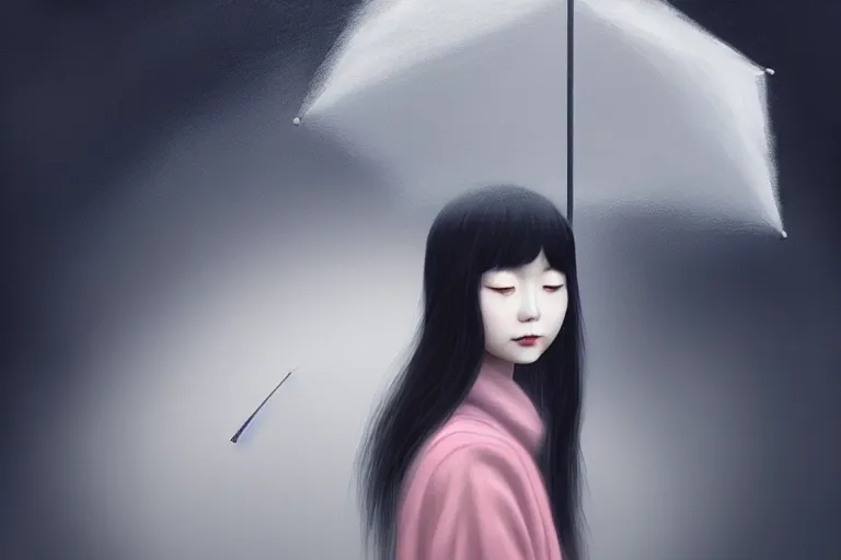 Prompt: surreal Portrait of japanese girl with transparent umbrella in dmt chromatic misty enviroment, elegant, highly detailed, smooth, photoreal, sharp focus, illustration, beautiful, geometric, dmt trending on artstation, cinematic, artwork by WLOP