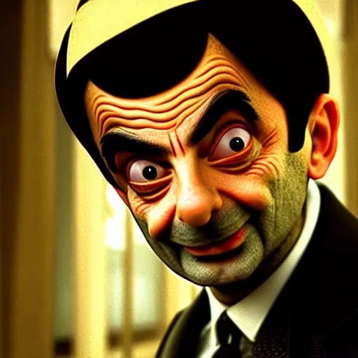 Image similar to mr. bean as louis de finesse. movie still. cinematic lighting.