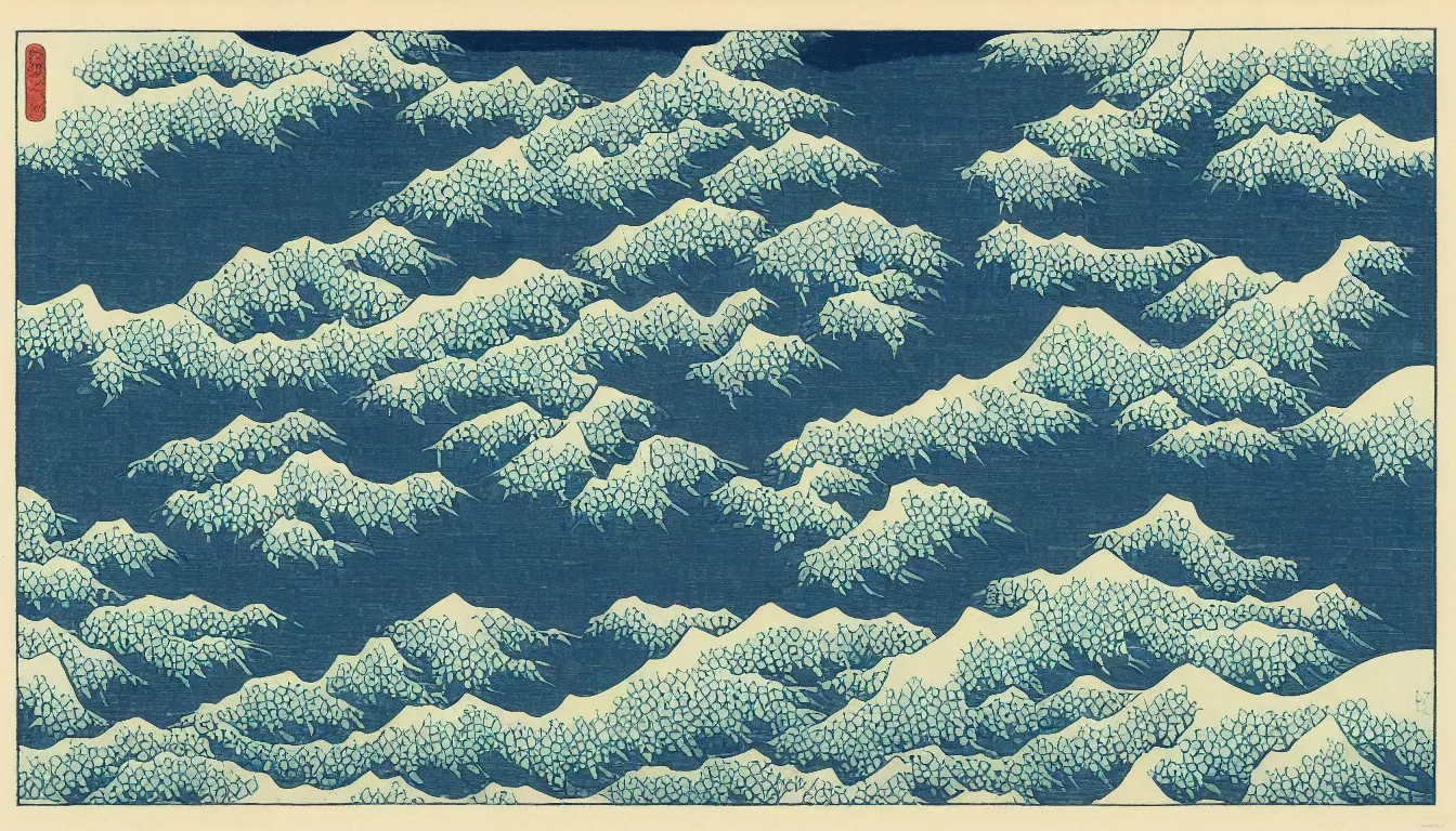 Image similar to oregon coast by hokusai