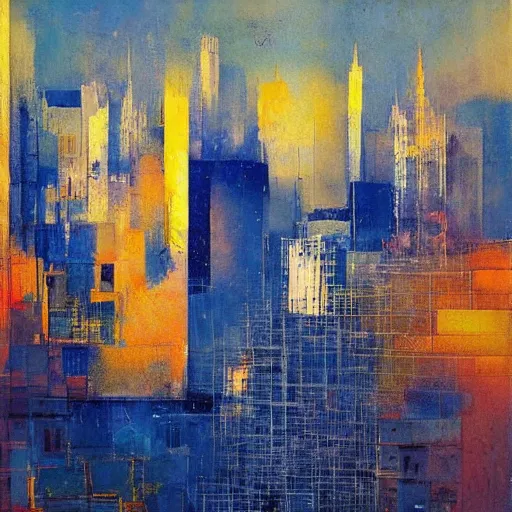 Prompt: ochre, low poly by hein gorny, by mark lague ecstatic. assemblage. a beautiful, but eerie, illustration of a cityscape at night. the buildings are all tall & thin, & they are lit up by a strange light. the sky is deep & dark & there are no stars to be seen.