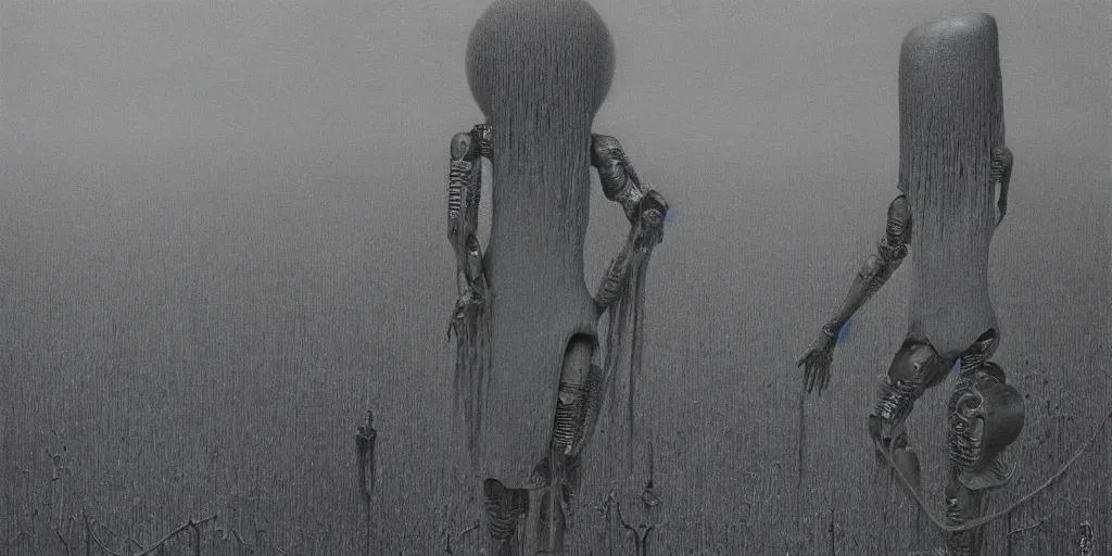 Image similar to zdzislaw beksinski, robots, 4 0 0 mm