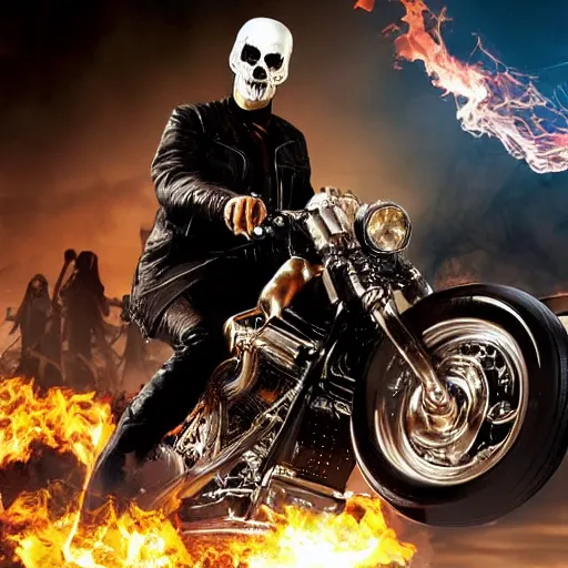 Image similar to Keanu reeves as ghost rider 4K detail
