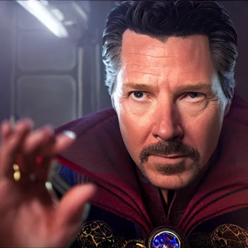 Prompt: steve gutenberg as dr. strange, jj abrams, film still, blockbuster cgi render