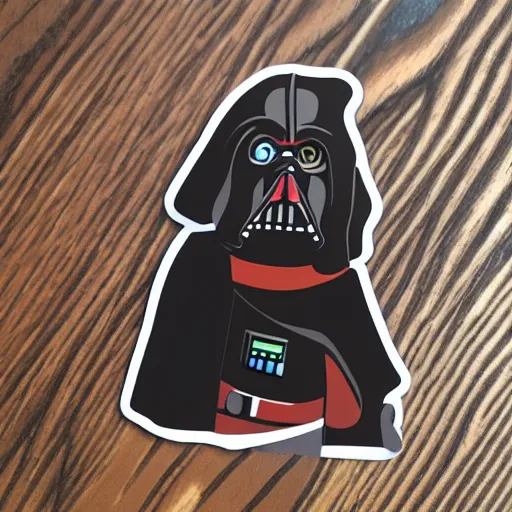 Prompt: a sticker illustration of a dog as a sith lord