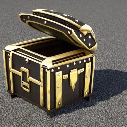 Prompt: futuristic treasure chest in a form of a car