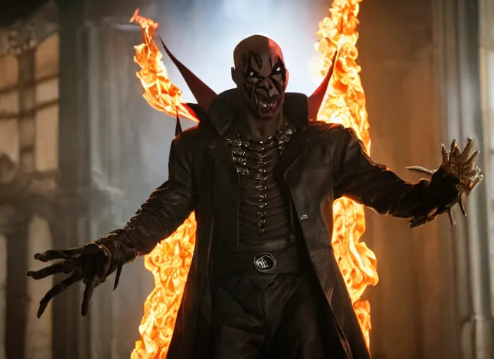 Image similar to film still of jamie foxx as spawn in the new spawn movie, 8 k