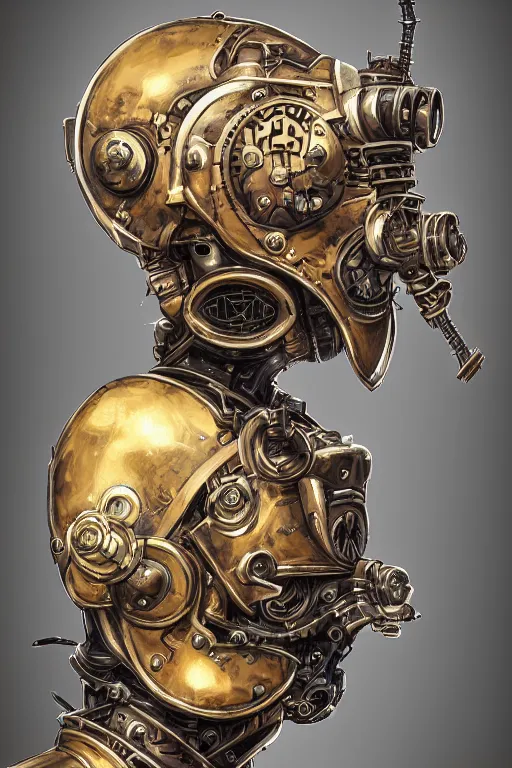 Image similar to steampunk helmet fantasy art mask robot ninja stylized digital illustration sharp focus, elegant intricate digital painting artstation concept art global illumination ray tracing advanced technology chaykin howard and campionpascale and cooke darwyn and davis jack