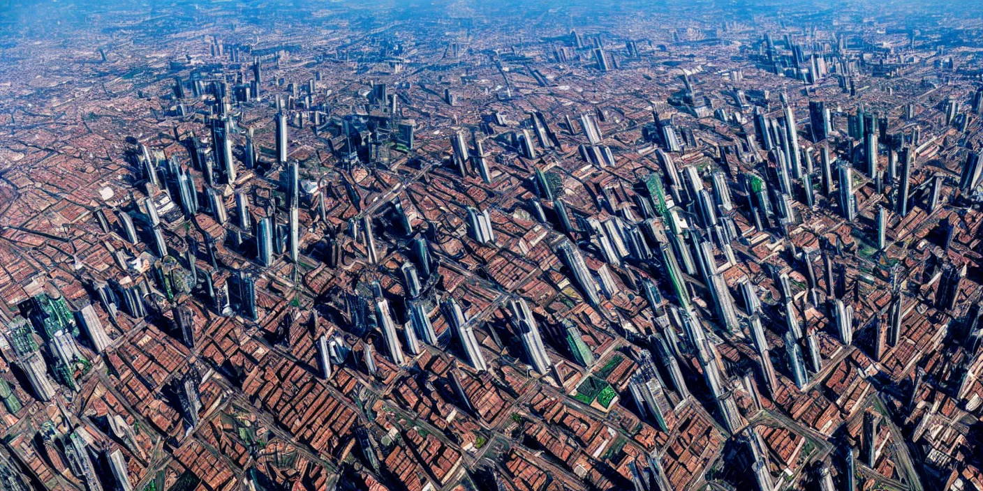 Prompt: aerial photo of milano cyberpunk