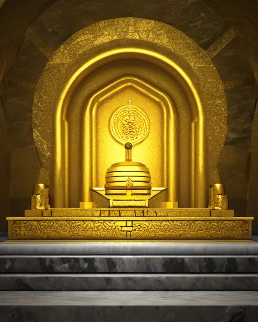 scientifically realistic render scifi golden altar to, Stable Diffusion