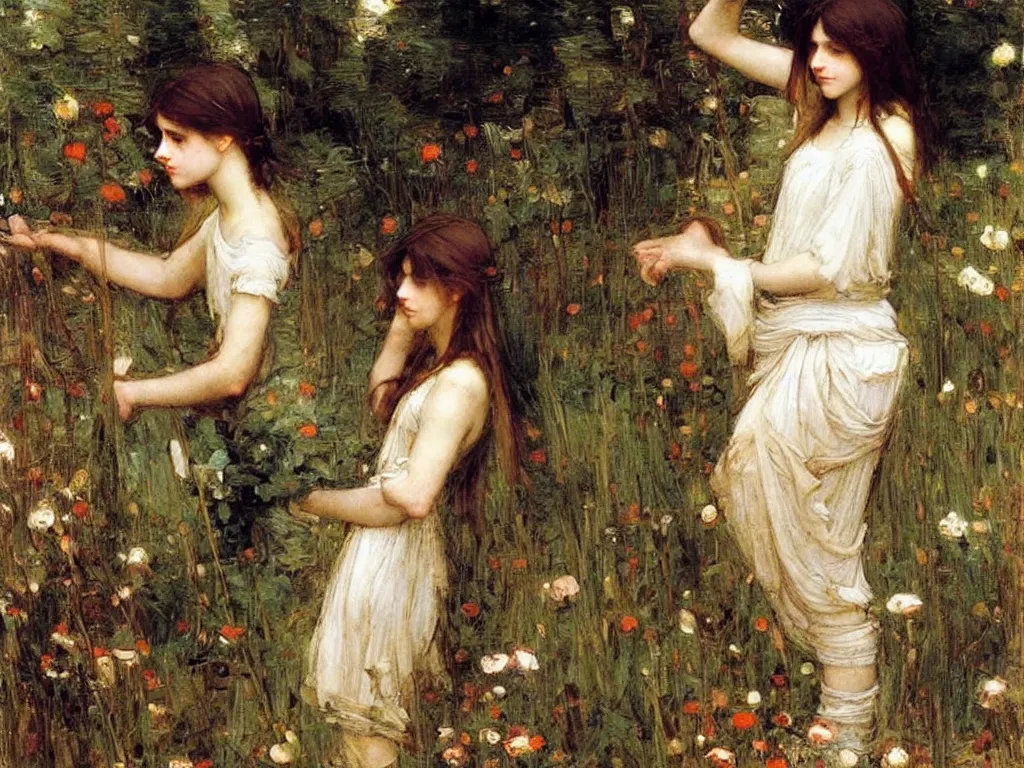 Prompt: painting by John William Waterhouse