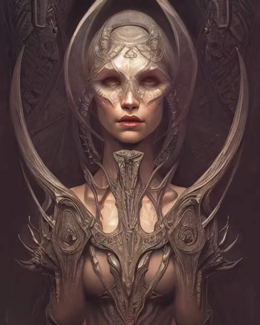 Image similar to art by giger, deep focus, d & d, dark fantasy, intricate, elegant, highly detailed, digital painting, artstation, concept art, matte, sharp focus, 8 k 3 d, hearthstone, art by artgerm and greg rutkowski and alphonse mucha