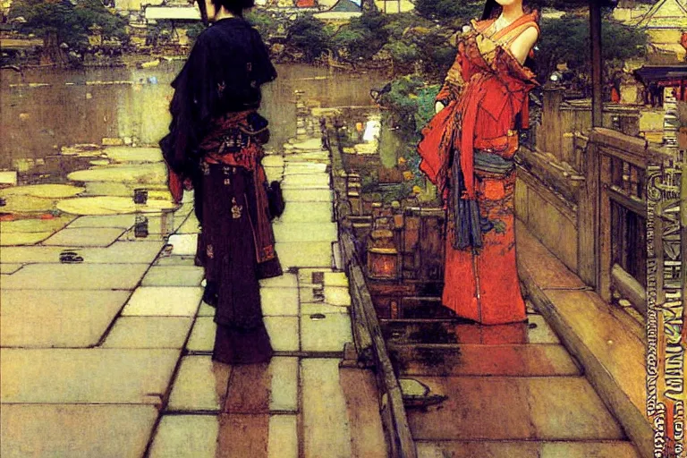 Image similar to kyoto, painting by gaston bussiere, john william waterhouse, yoji shinkawa, carl larsson