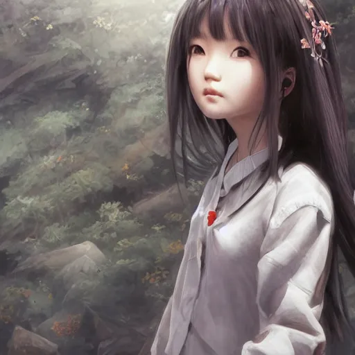 Image similar to dynamic composition, motion, ultra-detailed, incredibly detailed, a lot of details, amazing fine details and brush strokes, colorful and grayish palette, smooth, HD semirealistic anime CG concept art digital painting, watercolor oil painting of a Japanese schoolgirl, by a Chinese artist at ArtStation, by Huang Guangjian, Fenghua Zhong, Ruan Jia, Xin Jin and Wei Chang. Realistic artwork of a Chinese videogame, gradients, gentle an harmonic grayish colors.