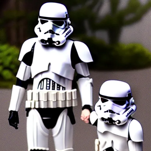 Image similar to stormtrooper holding hands with an Anime girl