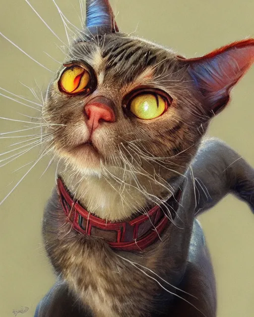 Prompt: spiderman the cat | highly detailed | from the pixar film sneaky cats | very intricate | cinematic lighting | award - winning | closeup portrait | by donato giancola and mandy jurgens and charlie bowater | featured on artstation