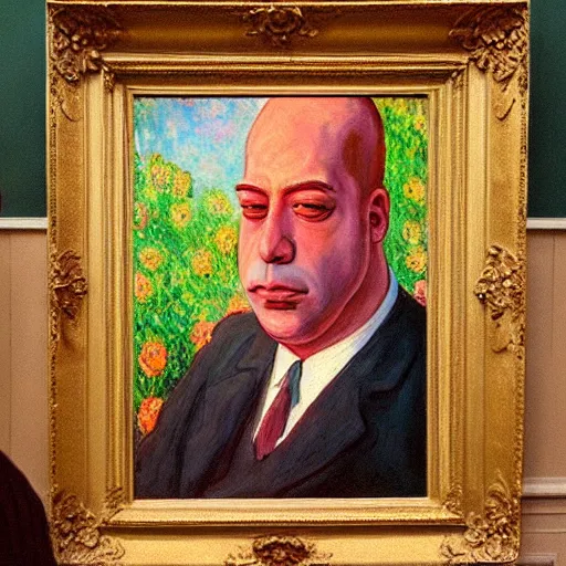 Image similar to a portrait painting of homer simpson painted by claude monet