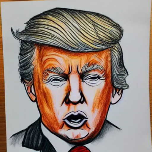 Prompt: a children's drawing of donald j. trump