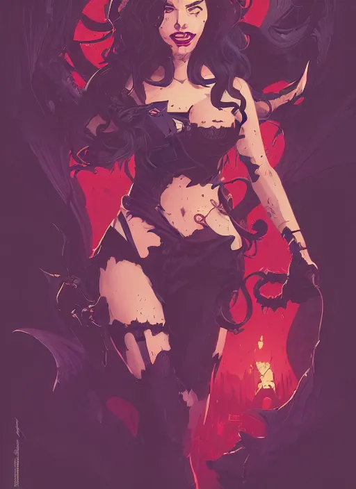 Image similar to beautifull succubus, cute face. dark fantasy, d & d, artstation, art by petros afshar, tom whalen, laurie greasley and greg rutkowski and ilya kuvshinov