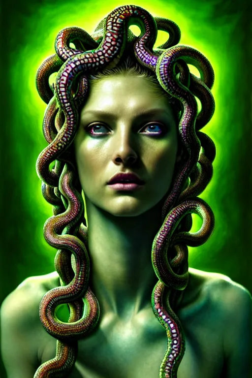 medusa with snakes as hair flowing encapsulating her