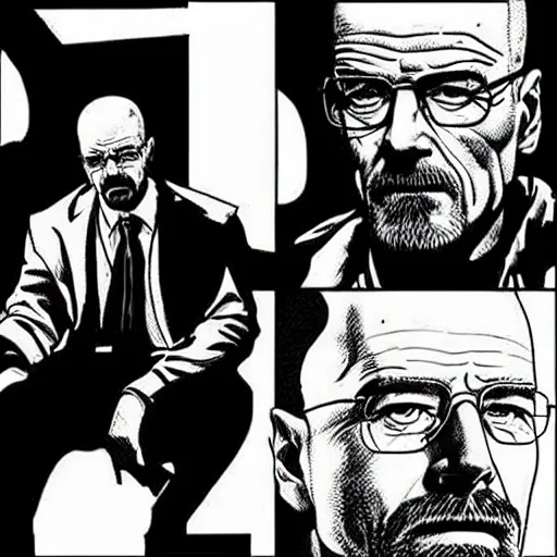 Prompt: Breaking Bad, “One Minute,” Season 3, Episode 7 as vertigo comic,